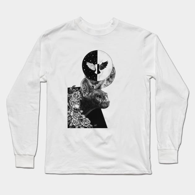 Sphynx and flowers Long Sleeve T-Shirt by Prettielilpixie